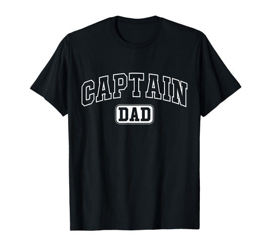 Captain Dad Fun Athletic Lettering Fathers T-Shirt - Trendy Graphic Unisex - T-Shirt, Sweatshirt, Hoodie