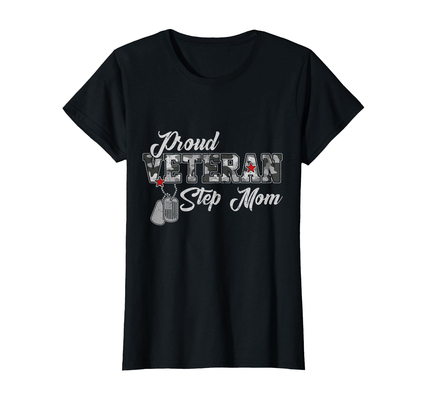 Proud Veteran Step Mom Camouflage Us Vet T-Shirt - Unique Graphic Unisex - T-Shirt, Sweatshirt, Hoodie