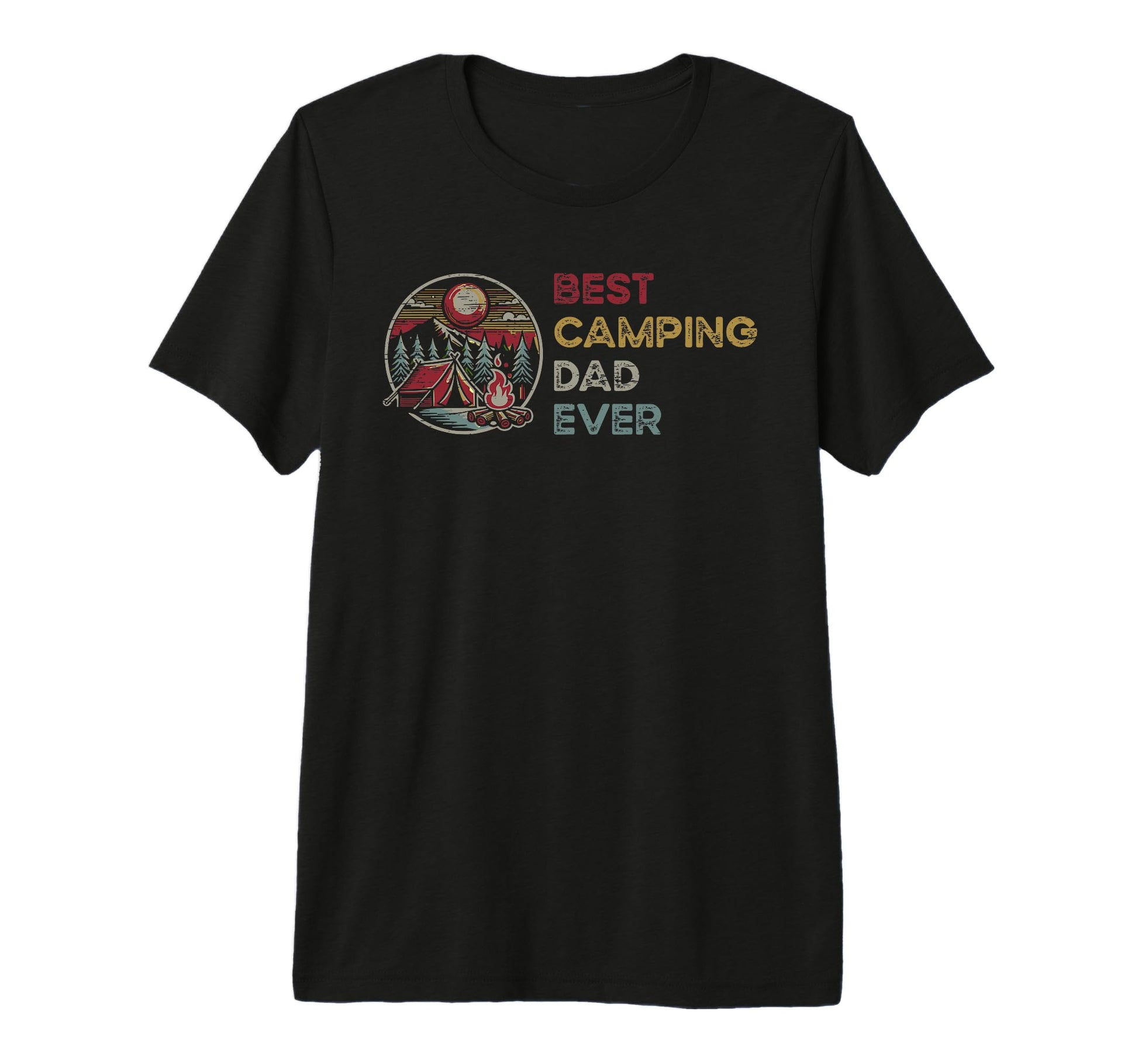 Best Camping Dad Ever Tent Campfire T-Shirt - Aesthetic Graphic for Adults - T-Shirt, Sweatshirt, Hoodie