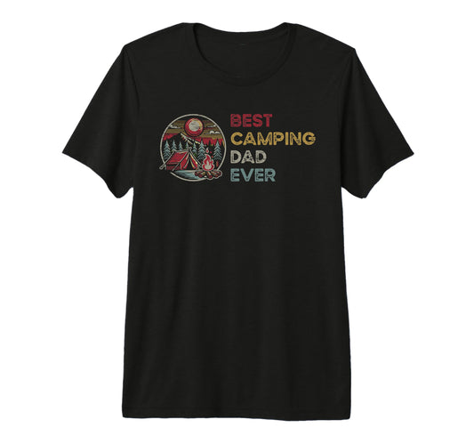 Best Camping Dad Ever Tent Campfire T-Shirt - Aesthetic Graphic for Adults - T-Shirt, Sweatshirt, Hoodie