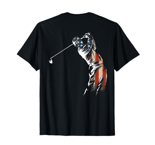 American Flag Golf Golfer Golfing Dad Papa T-Shirt - Unique Graphic Unisex - T-Shirt, Sweatshirt, Hoodie