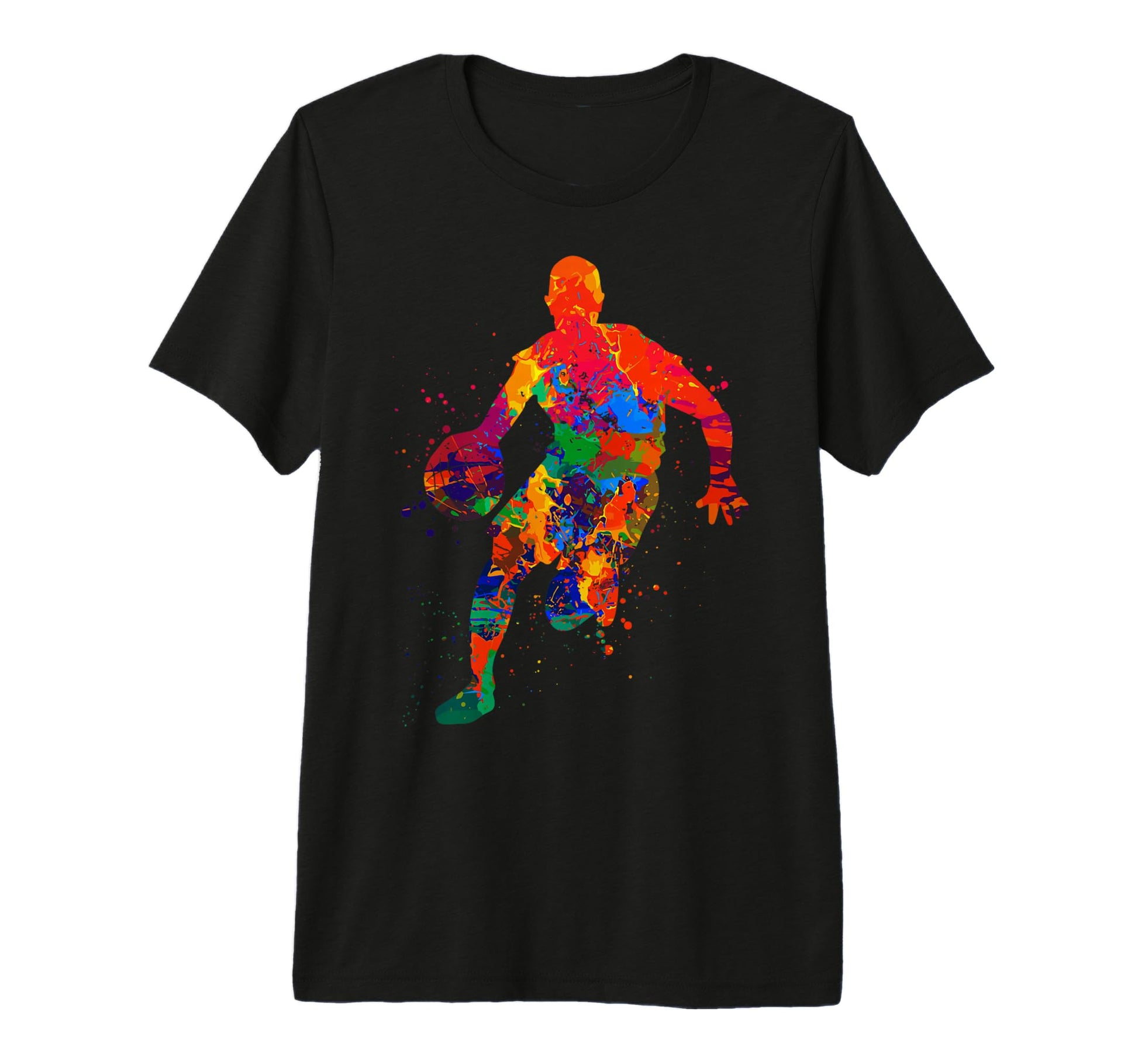 Colorful Paint Splash Basketball T-Shirt - Aesthetic Graphic for Adults - T-Shirt, Sweatshirt, Hoodie