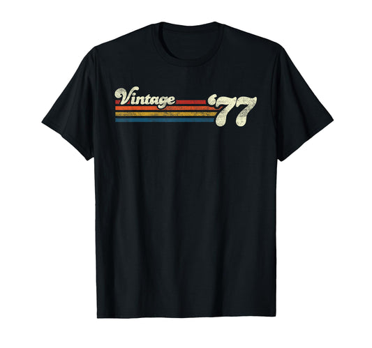 1977 Chest Stripe Birthday T-Shirt - Trendy Graphic Unisex - T-Shirt, Sweatshirt, Hoodie