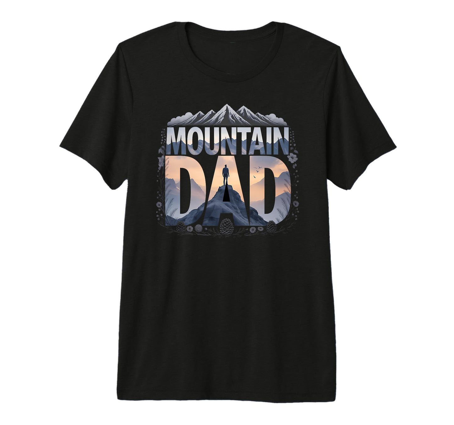 Mens Mountain Dad Nature Hiking T-Shirt - Custom Art Print for Adults - T-Shirt, Sweatshirt, Hoodie