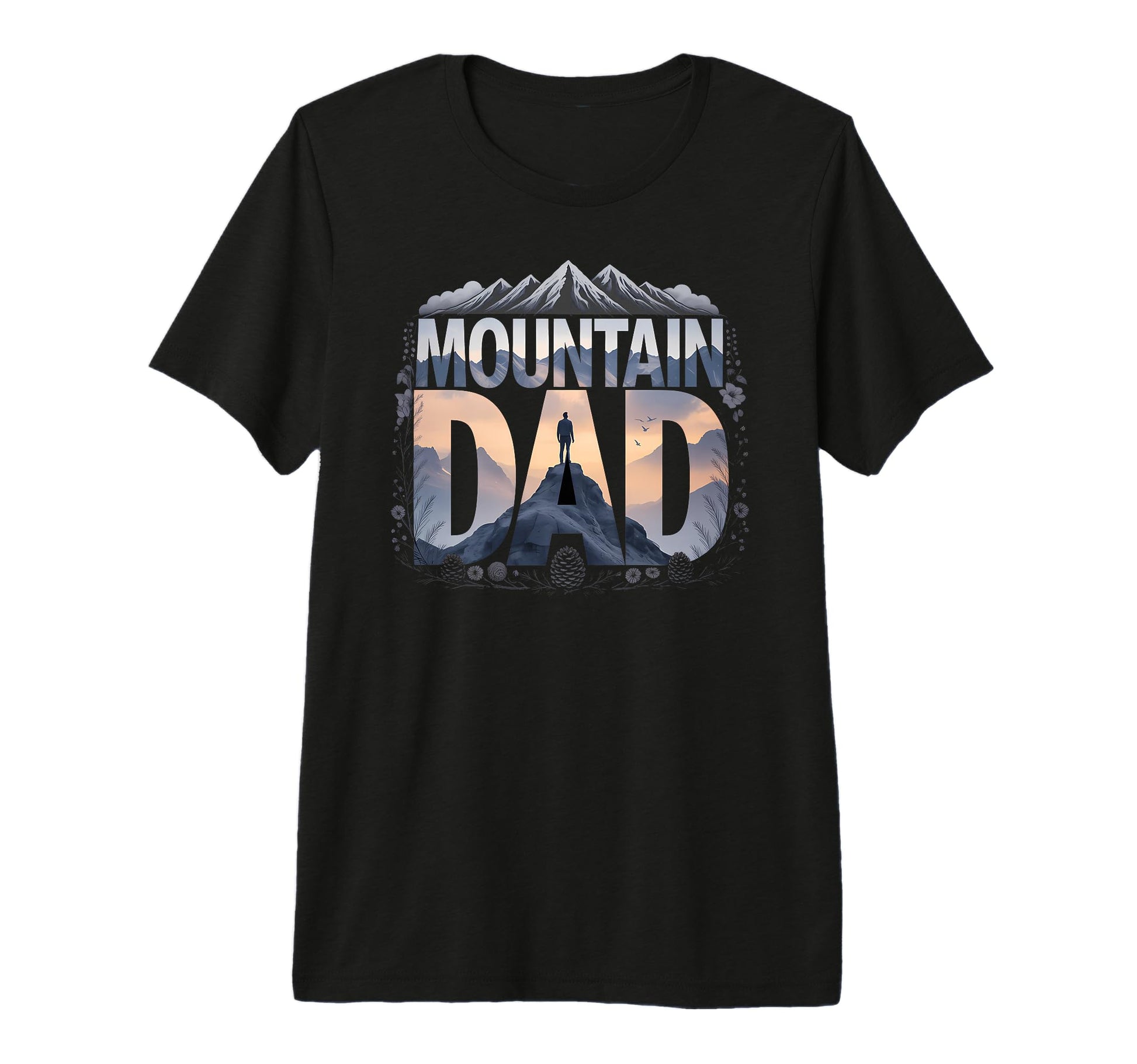 Mens Mountain Dad Nature Hiking T-Shirt - Custom Art Print for Adults - T-Shirt, Sweatshirt, Hoodie