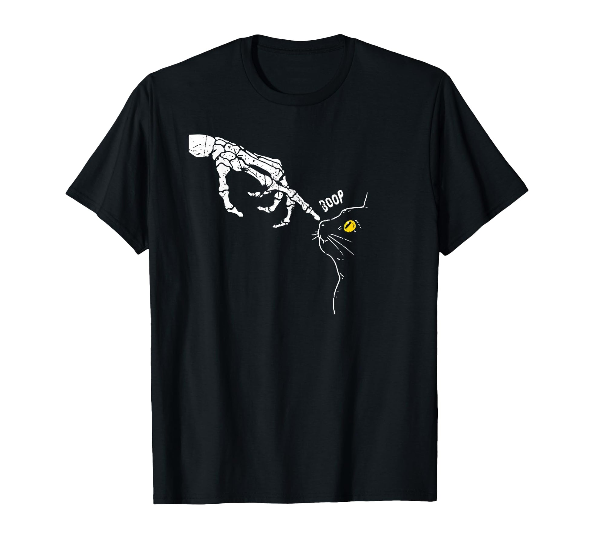 Cat Black Lover Skeleton Hand Boop Funny T-Shirt - Custom Art Print Unisex - T-Shirt, Sweatshirt, Hoodie