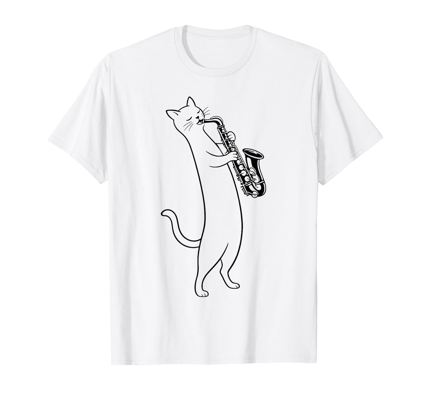 Cat Playing Saxophone Music Saxophonist T-Shirt - Unique Graphic Men Women - T-Shirt, Sweatshirt, Hoodie
