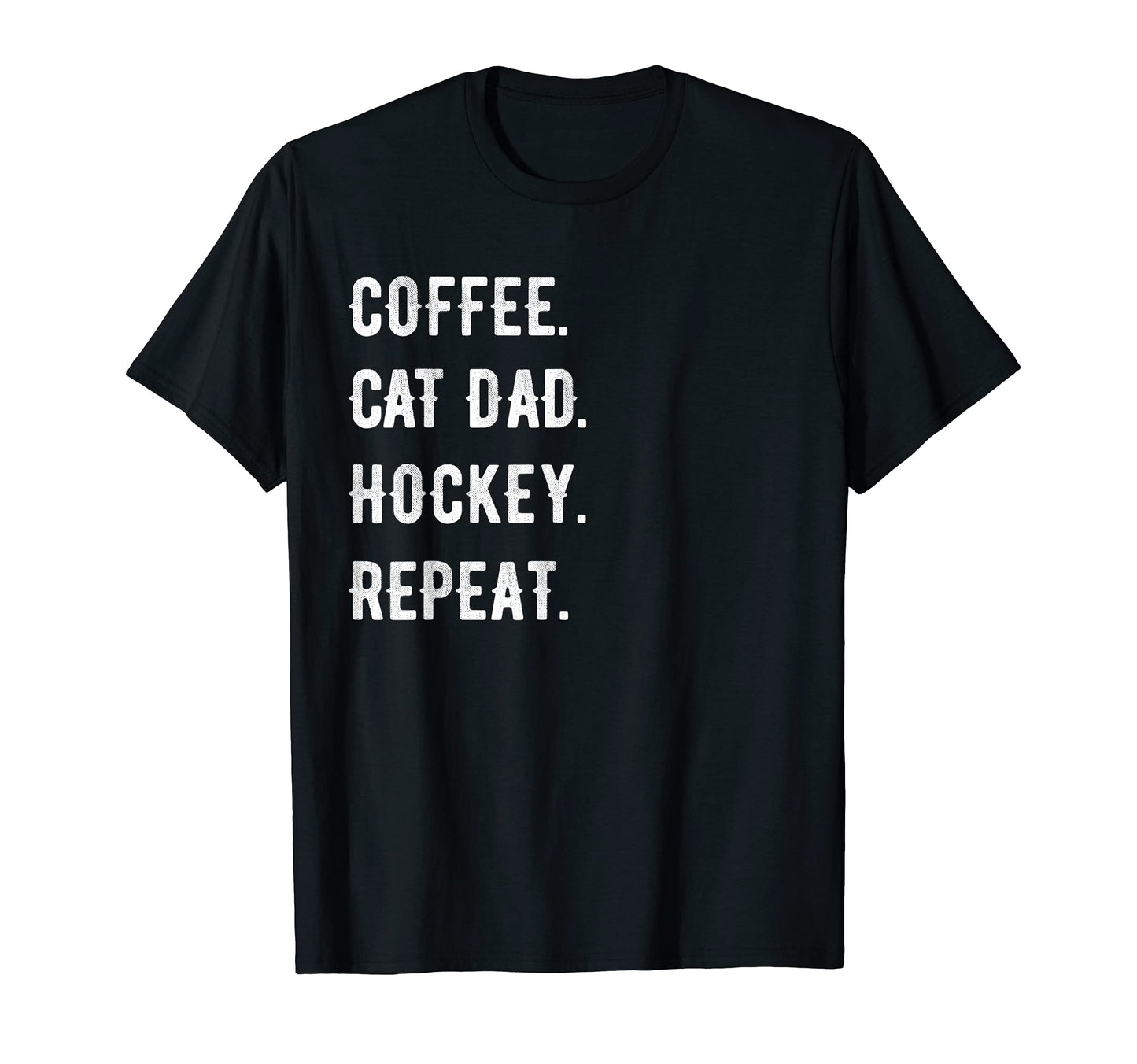 Fathers Day Coffee Cat Dad Hockey T-Shirt - Aesthetic Graphic for Adults - T-Shirt, Sweatshirt, Hoodie