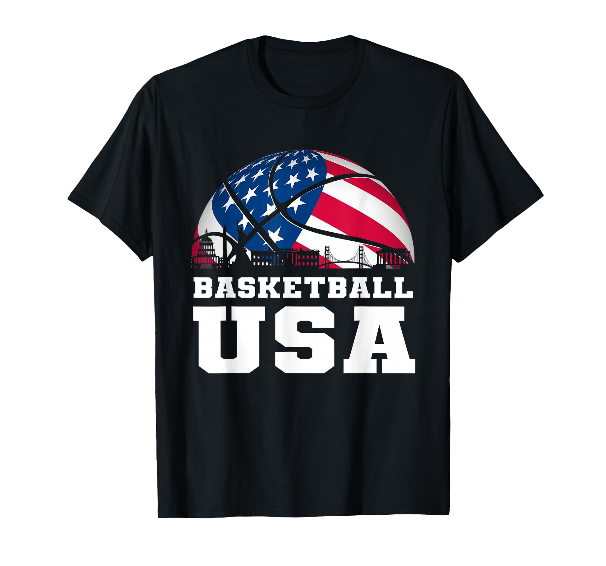 Basketball Usa Support Team Usa Flag T-Shirt - Custom Art Print for Adults - T-Shirt, Sweatshirt, Hoodie