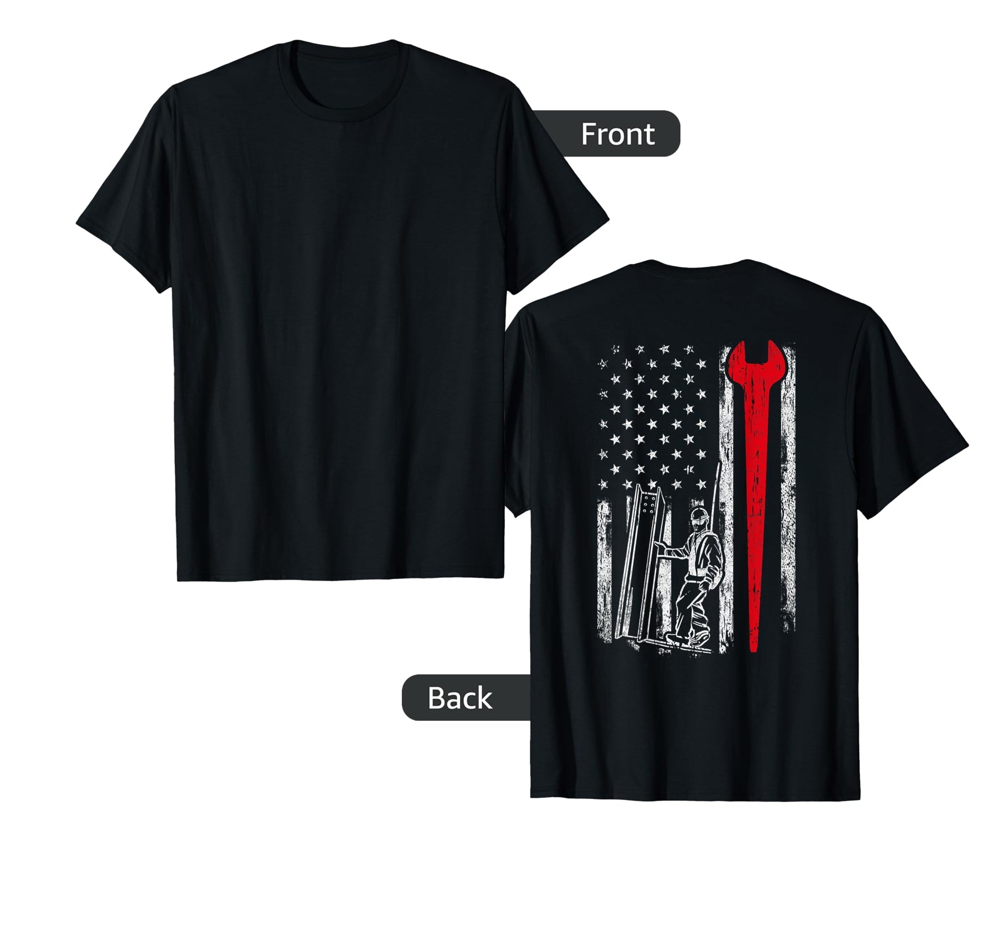 American Usa Flag Ironworker Back T-Shirt - Trendy Graphic Men Women - T-Shirt, Sweatshirt, Hoodie