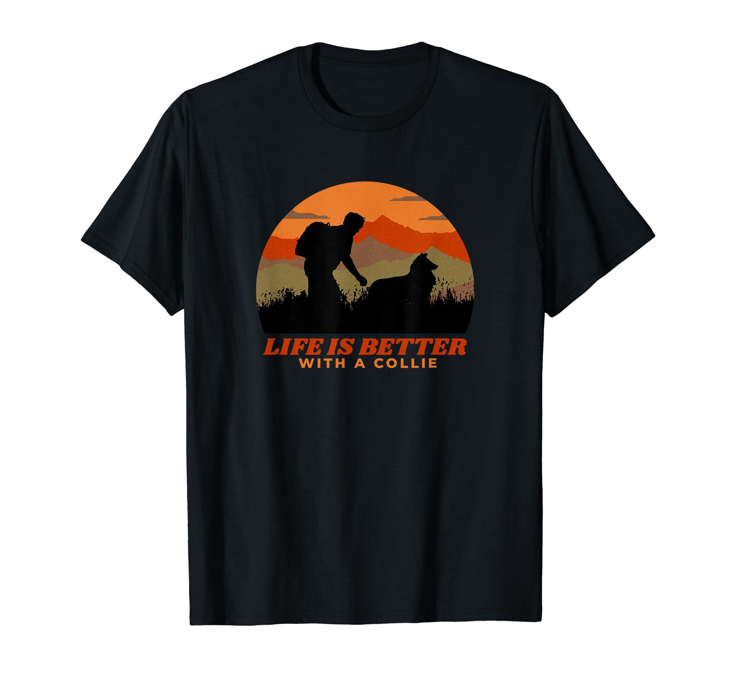 Life Is Better Rough Collie Distressed T-Shirt - Trendy Graphic for Adults - T-Shirt, Sweatshirt, Hoodie