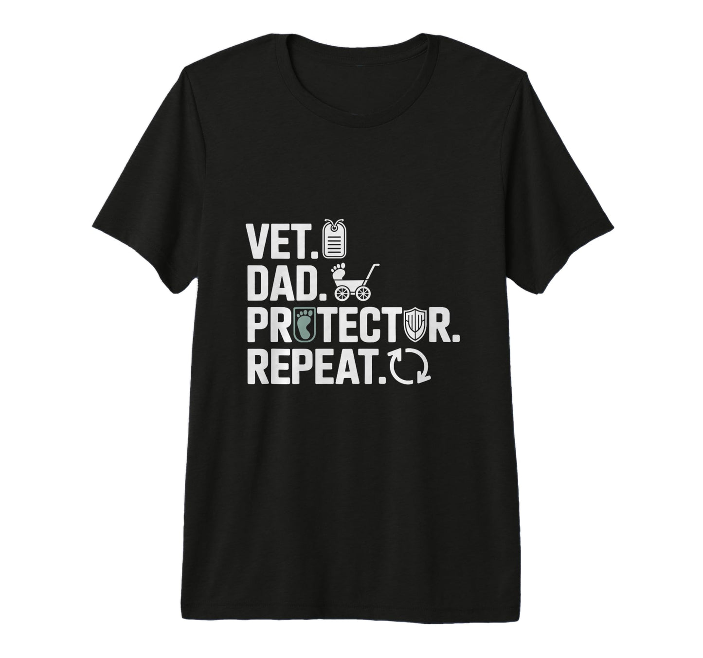 Vet Dad Protector Repeat Military T-Shirt - Streetwear Style Unisex - T-Shirt, Sweatshirt, Hoodie
