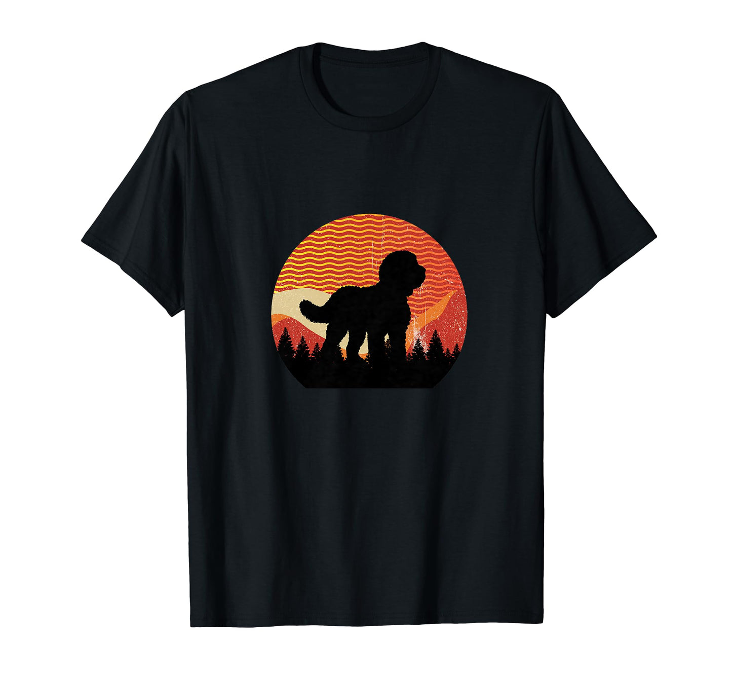 Sheepadoodle Dog Sunset Distressed T-Shirt - Casual Everyday Wear Unisex - T-Shirt, Sweatshirt, Hoodie