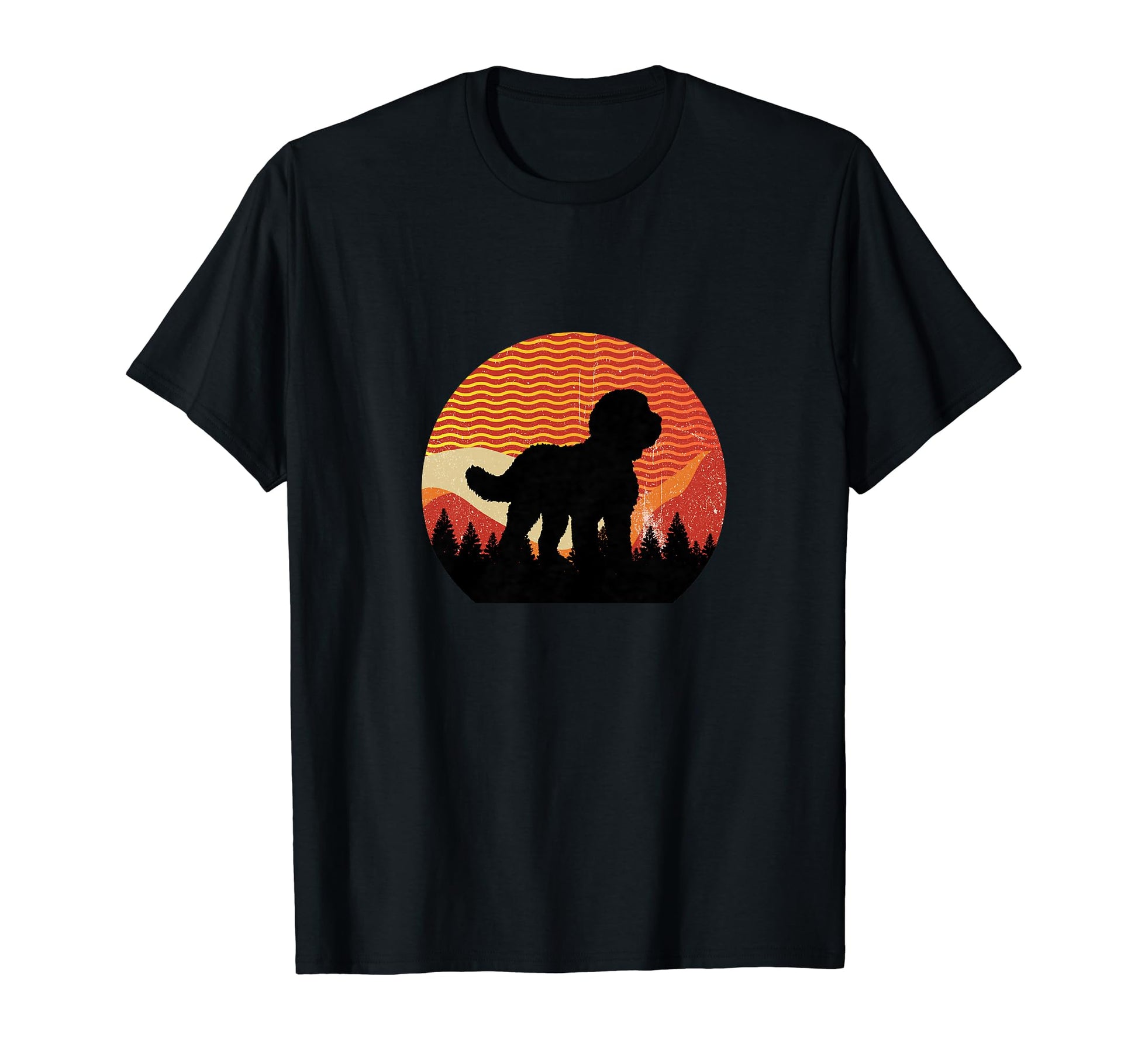 Sheepadoodle Dog Sunset Distressed T-Shirt - Casual Everyday Wear Unisex - T-Shirt, Sweatshirt, Hoodie