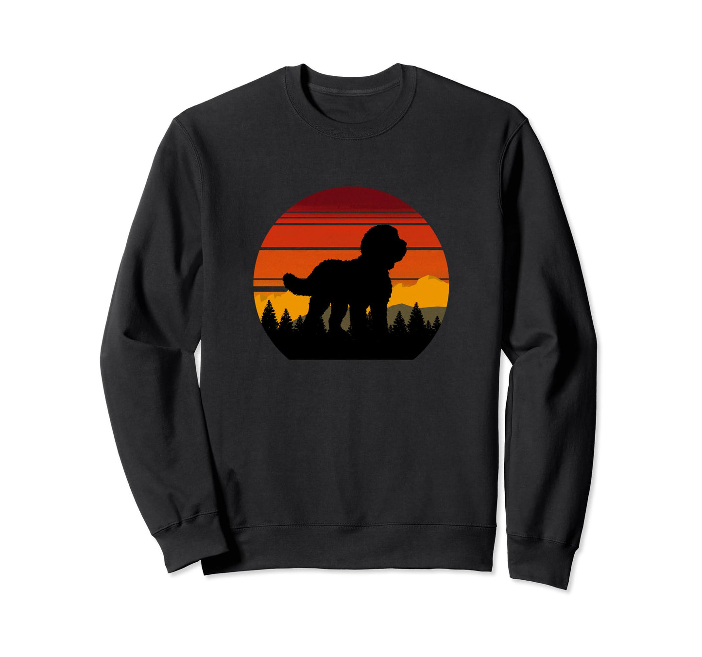 Sheepadoodle Dog Sunset Distressed Sweatshirt - Fun Novelty Design Unisex - T-Shirt, Sweatshirt, Hoodie