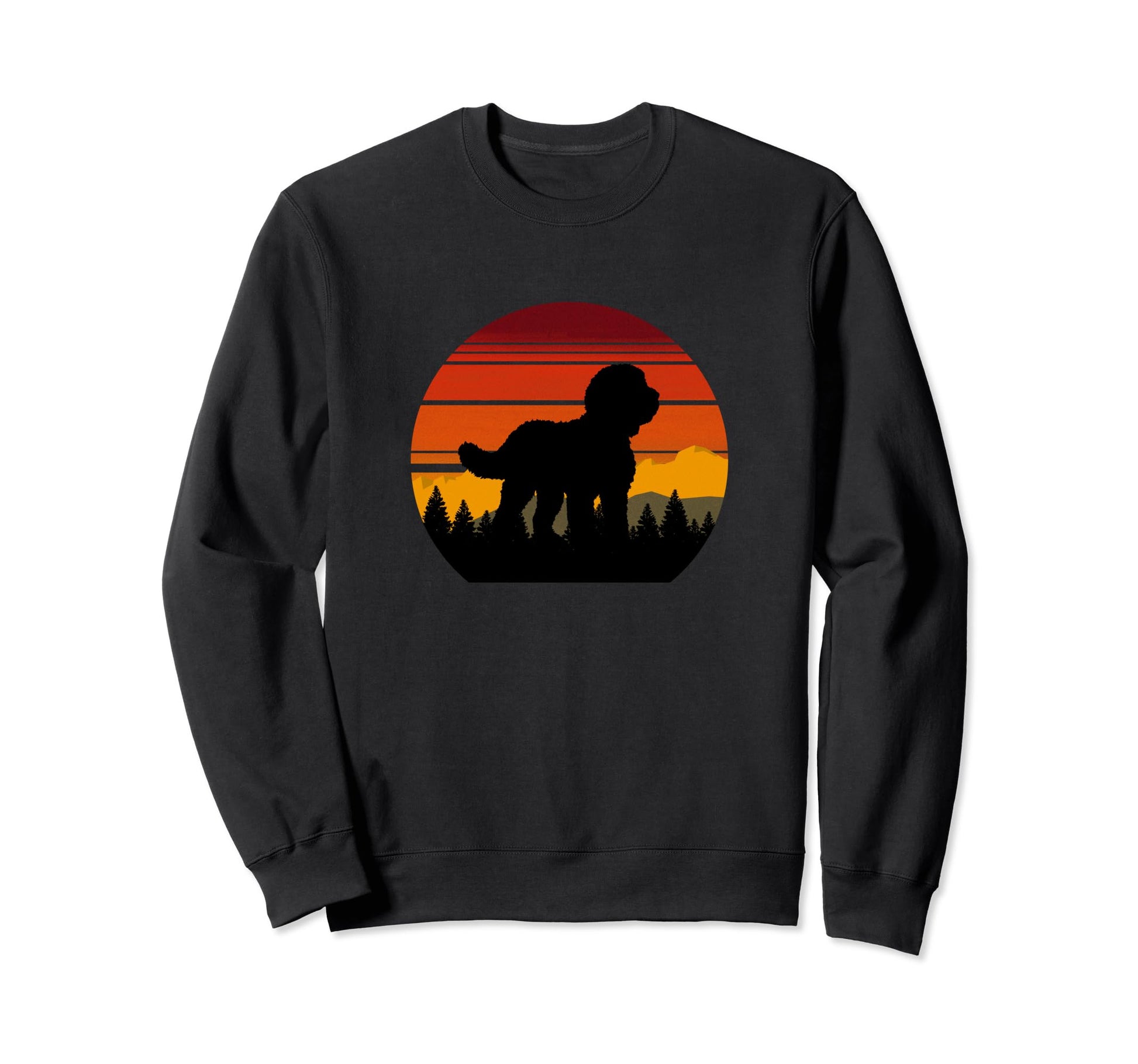 Sheepadoodle Dog Sunset Distressed Sweatshirt - Fun Novelty Design Unisex - T-Shirt, Sweatshirt, Hoodie