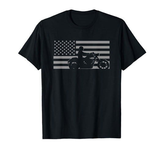 American Flag Biker Motorcycle Short T-Shirt - Unique Graphic for Adults - T-Shirt, Sweatshirt, Hoodie