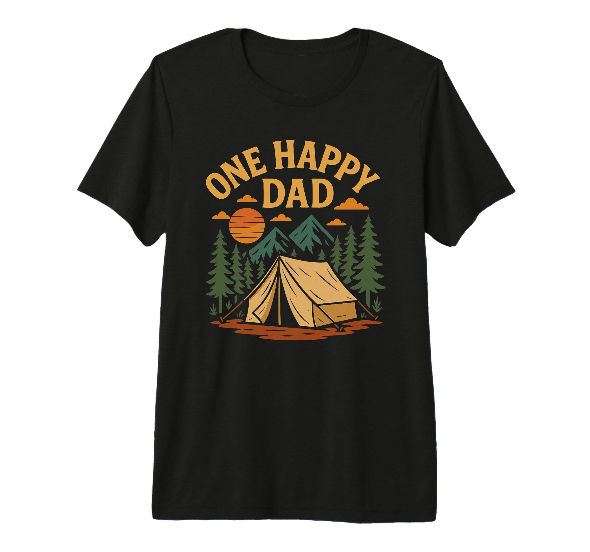 One Happy Dad Camping Fathers Day Tri Blend T-Shirt - Trendy Graphic Unisex - T-Shirt, Sweatshirt, Hoodie