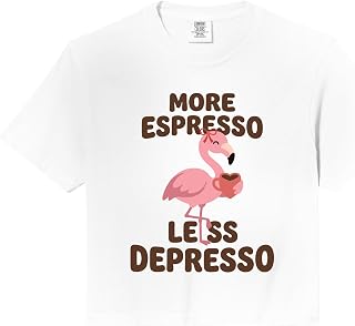 Sponsored Ad - More Espresso Flamingo Coffee Pun Caffeine Graphic Novelty Comfort Colors Crop Top - T-Shirt, Sweatshirt, Hoodie