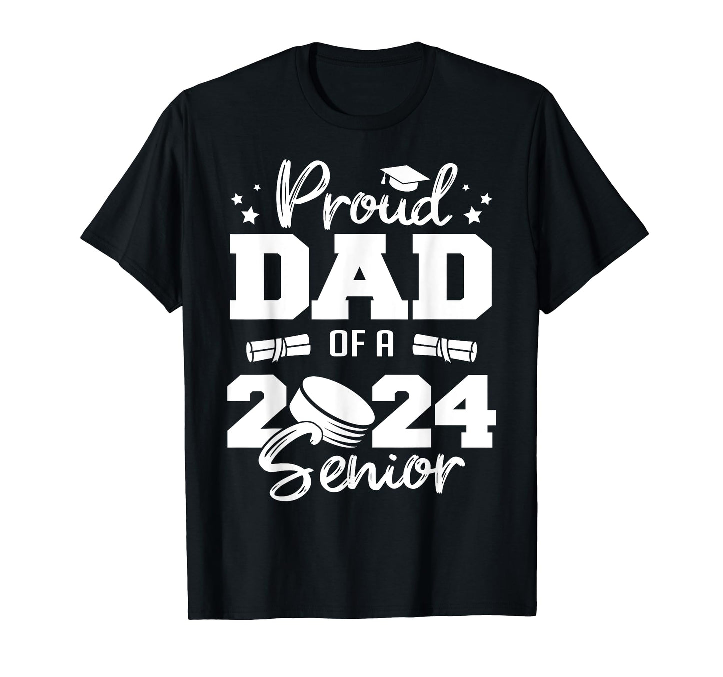 Proud Dad 2024 Senior Funny Hockey 2024 T-Shirt - Trendy Graphic Unisex - T-Shirt, Sweatshirt, Hoodie