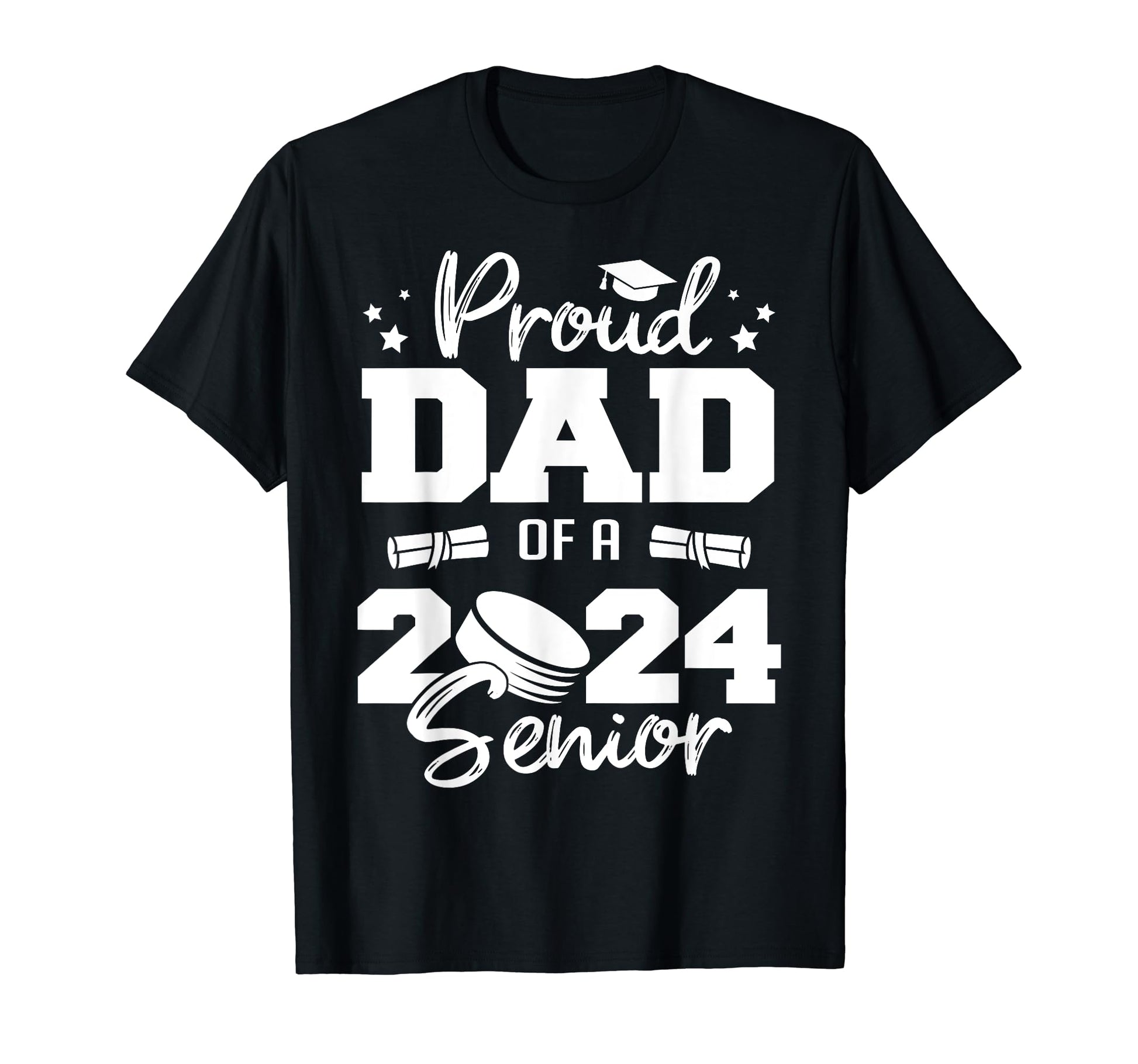 Proud Dad 2024 Senior Funny Hockey 2024 T-Shirt - Trendy Graphic Unisex - T-Shirt, Sweatshirt, Hoodie
