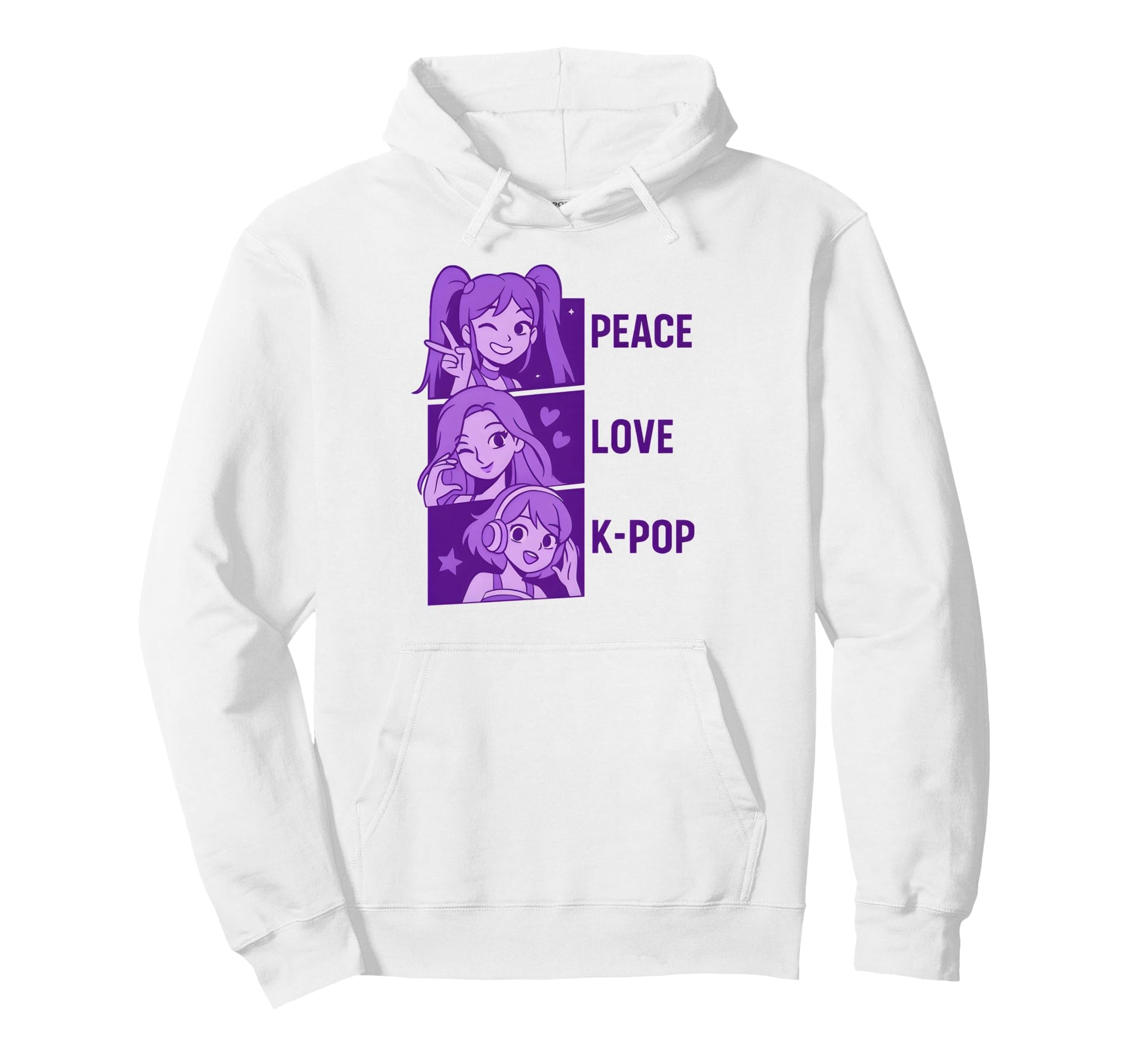 Peace Loves K Pop Hoodie - Novelty Apparel for Adults - T-Shirt, Sweatshirt, Hoodie