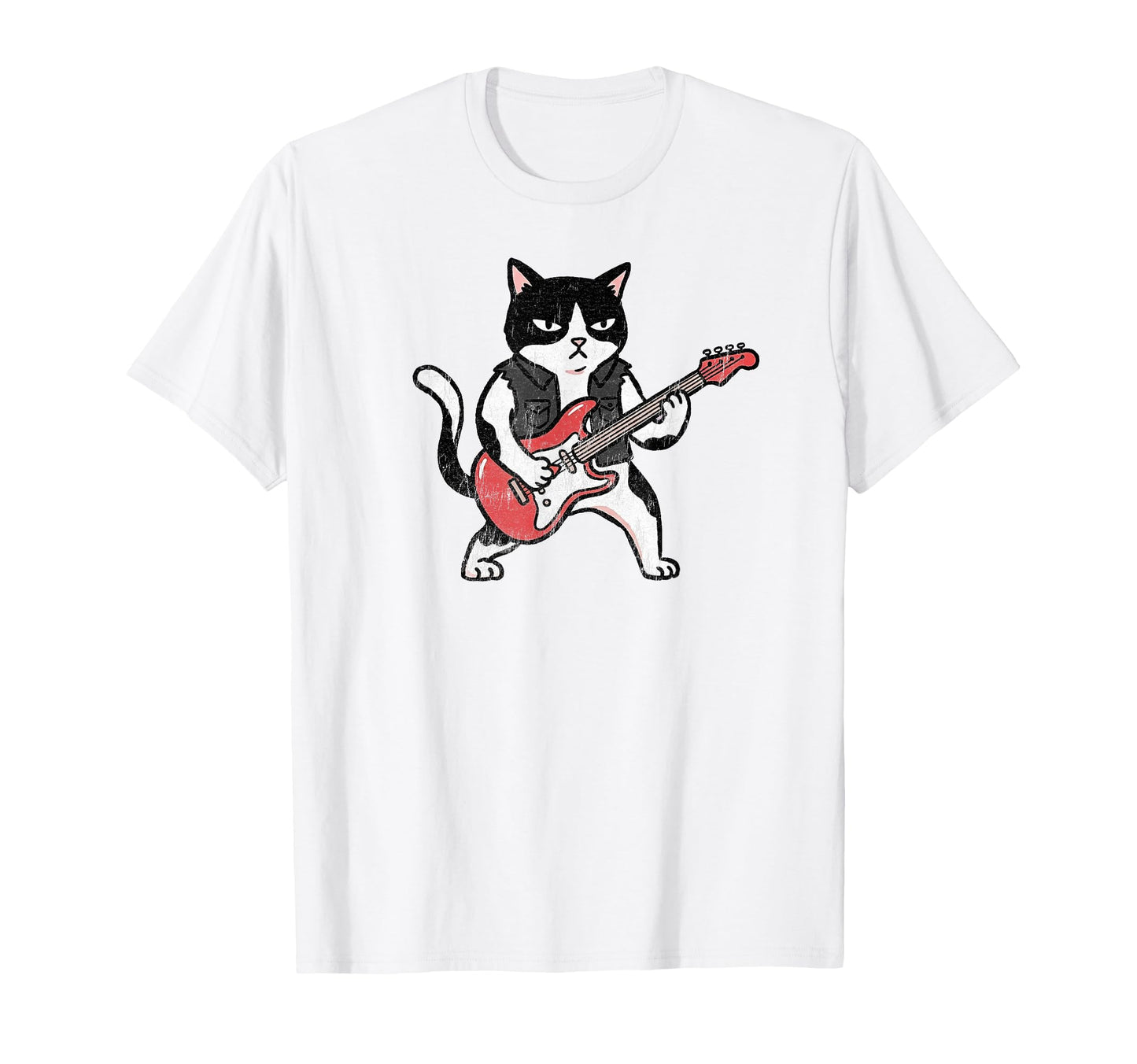 Funny Rock Cat Playing Bass T-Shirt - Casual Everyday Wear Men Women - T-Shirt, Sweatshirt, Hoodie