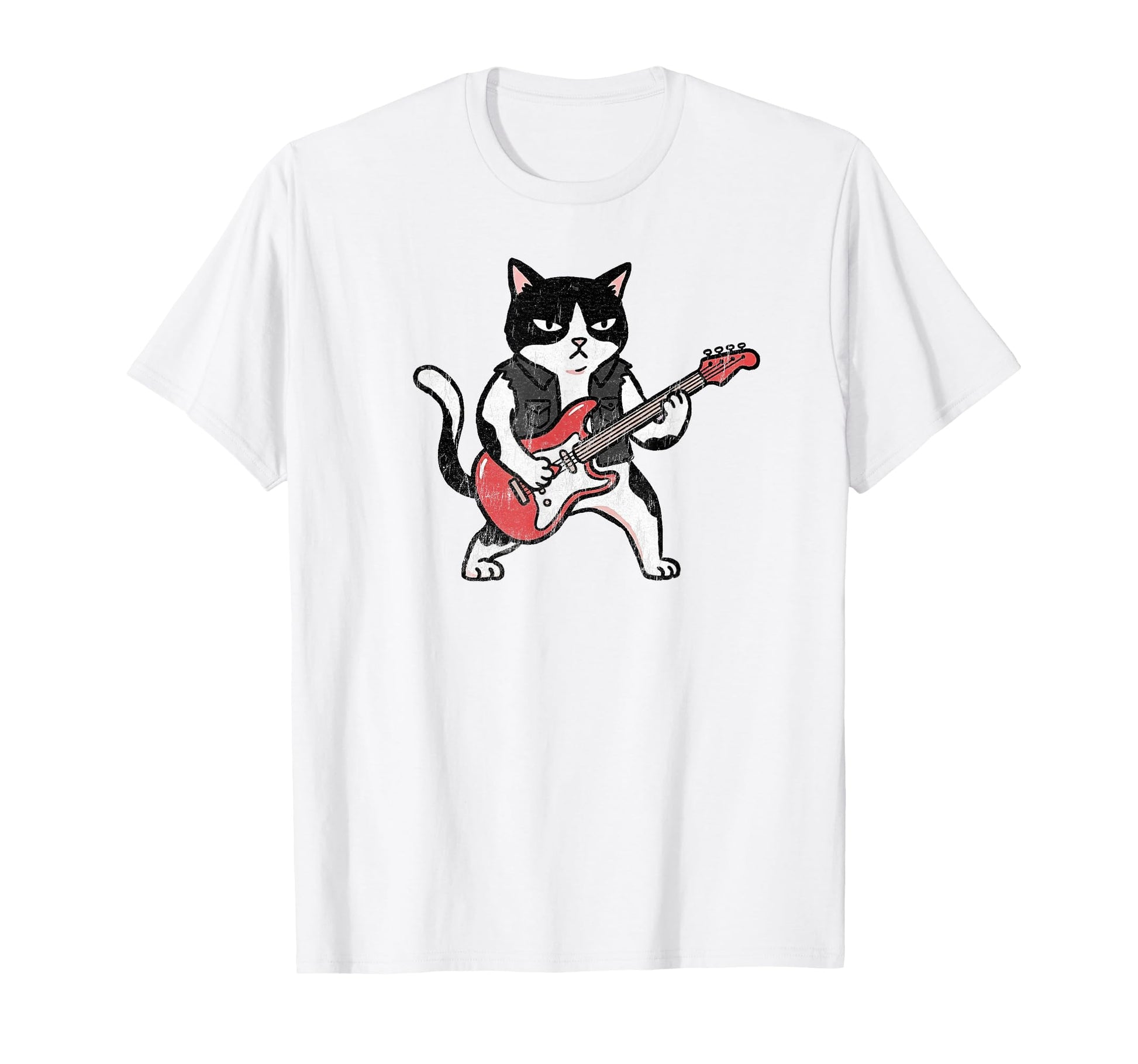 Funny Rock Cat Playing Bass T-Shirt - Casual Everyday Wear Men Women - T-Shirt, Sweatshirt, Hoodie