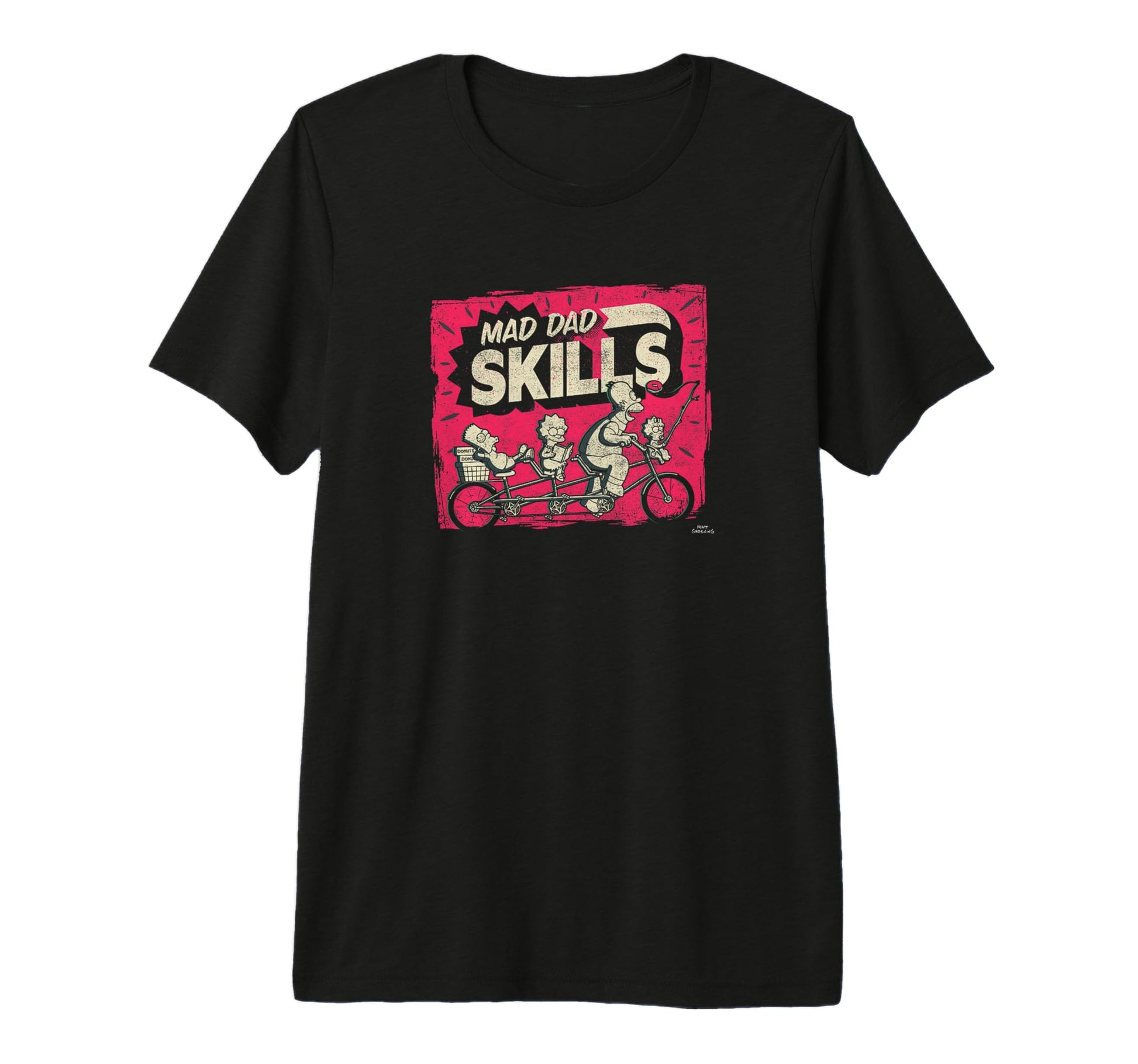 Simpsons Mad Dad Skills Family Tandem Bike T-Shirt - Trendy Graphic Unisex - T-Shirt, Sweatshirt, Hoodie
