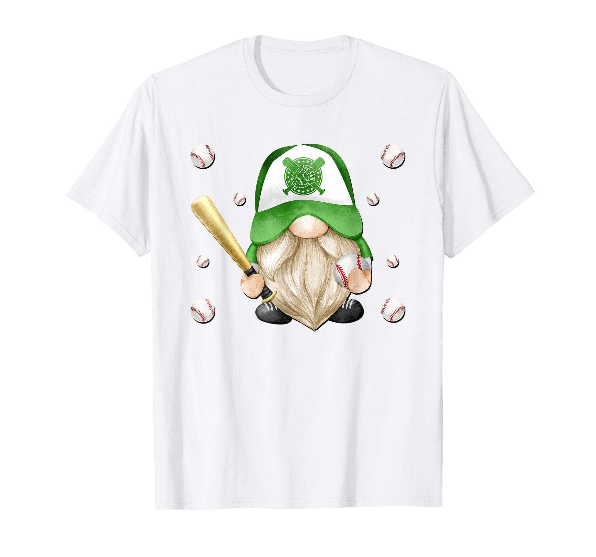 Green Baseball Sports Gnome And T-Shirt - Minimalist Print for Adults - T-Shirt, Sweatshirt, Hoodie