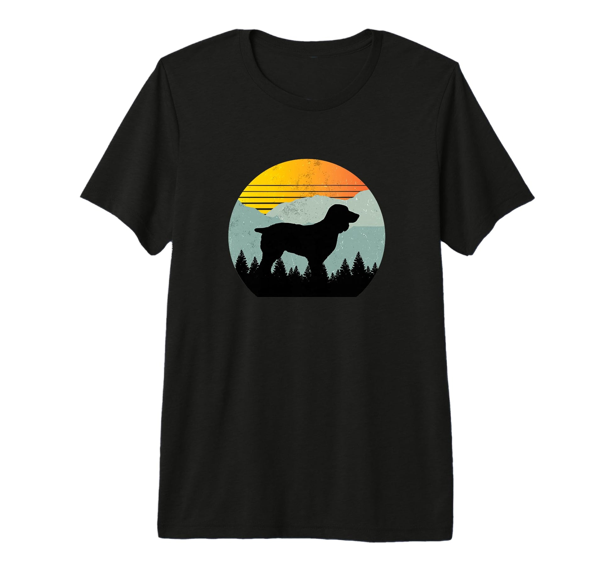 Boykin Dog Sunset Distressed Hiking T-Shirt - Graphic Print for Adults - T-Shirt, Sweatshirt, Hoodie
