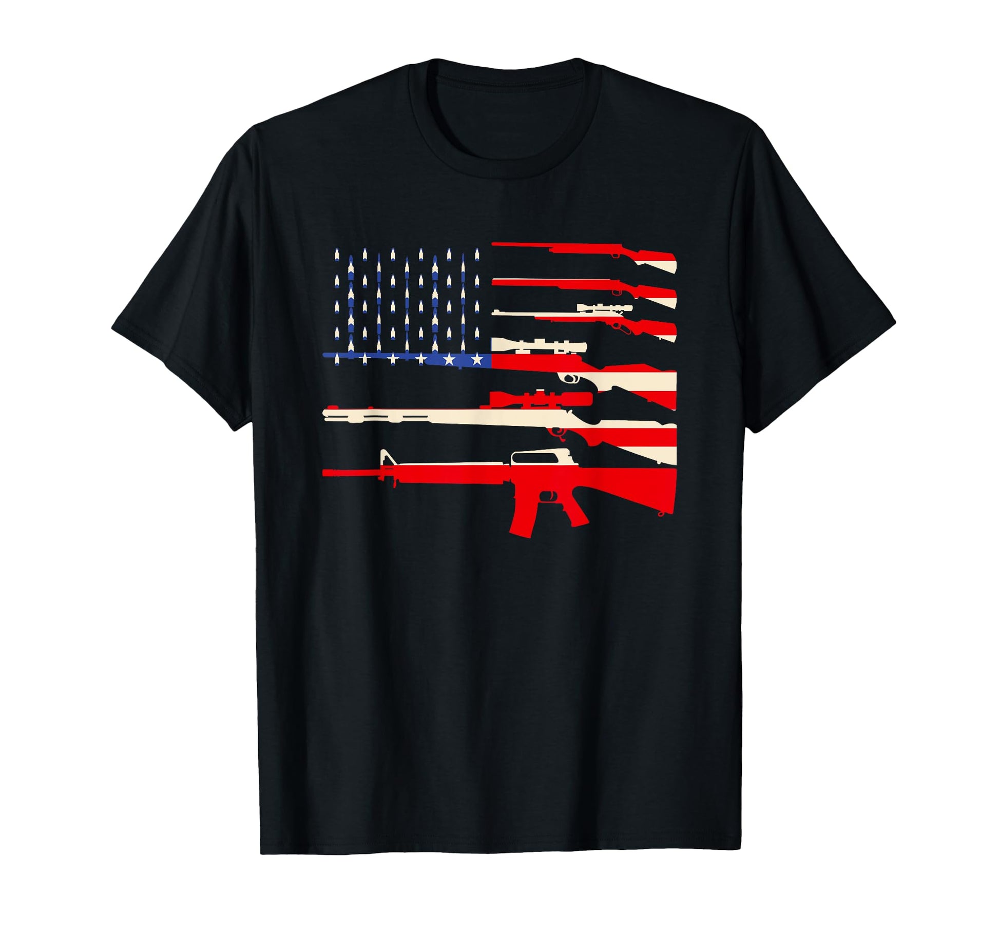 Usa Flag Guns Weapon Rifles 2A T-Shirt - Aesthetic Graphic Men Women - T-Shirt, Sweatshirt, Hoodie