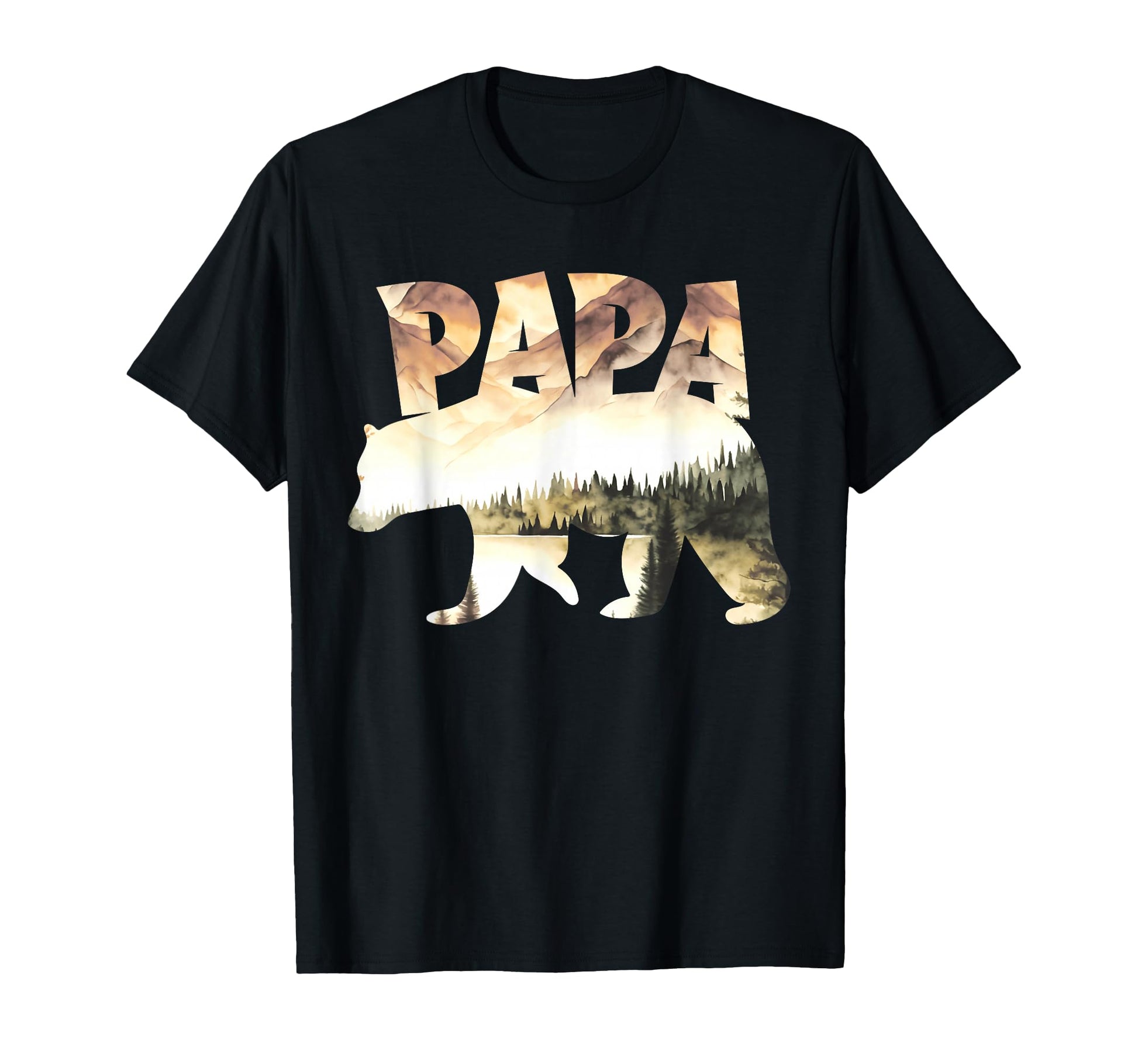 Papa Bear Forest Lake Mountain T-Shirt - Casual Everyday Wear for Adults - T-Shirt, Sweatshirt, Hoodie