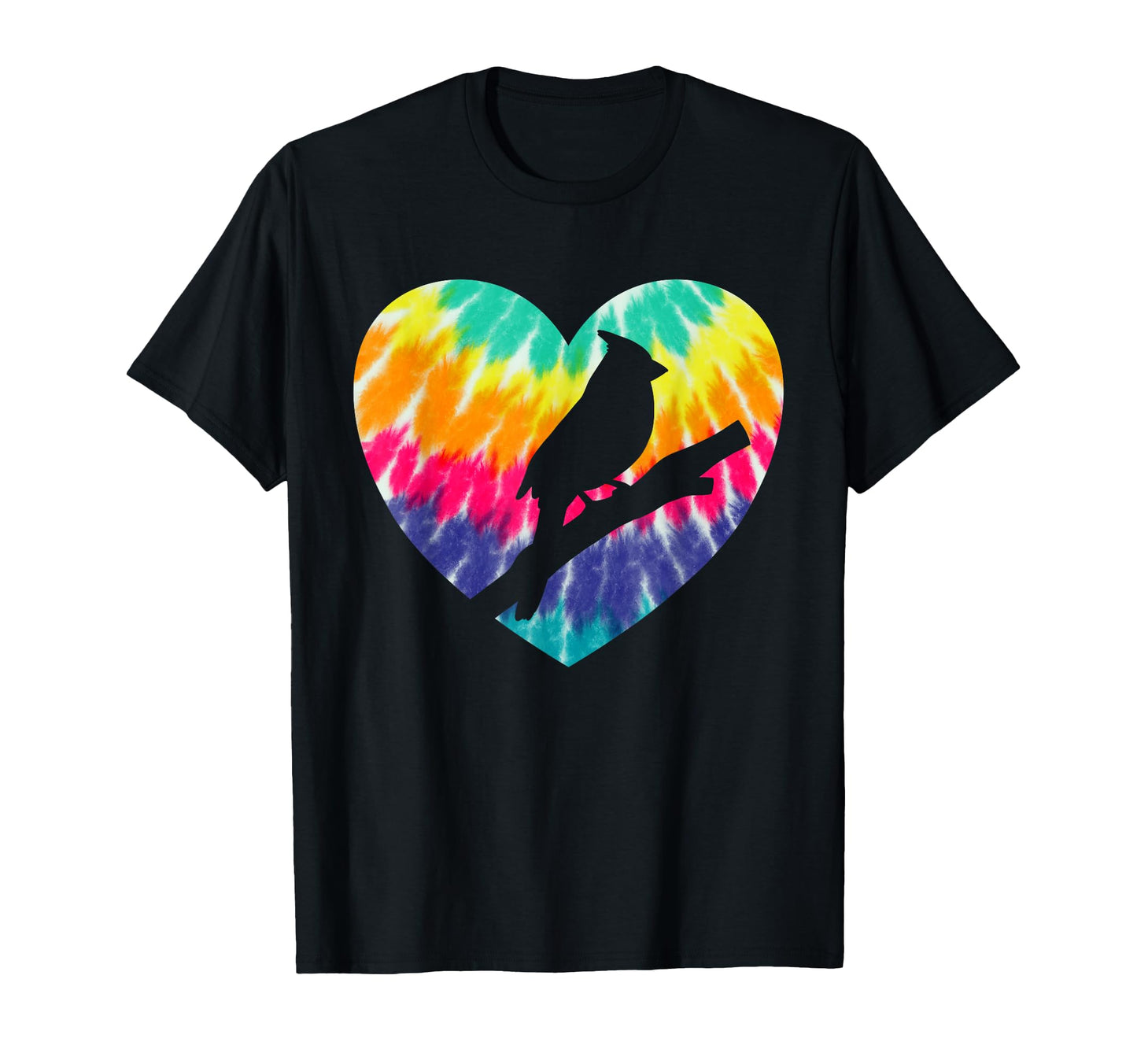 Northern Cardinal Heart Tie Dye Bird T-Shirt - Custom Art Print Unisex - T-Shirt, Sweatshirt, Hoodie