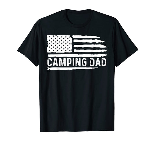 Camping Dad Usa Flag Camper Daddy Fathers T-Shirt - Novelty Apparel Unisex - T-Shirt, Sweatshirt, Hoodie