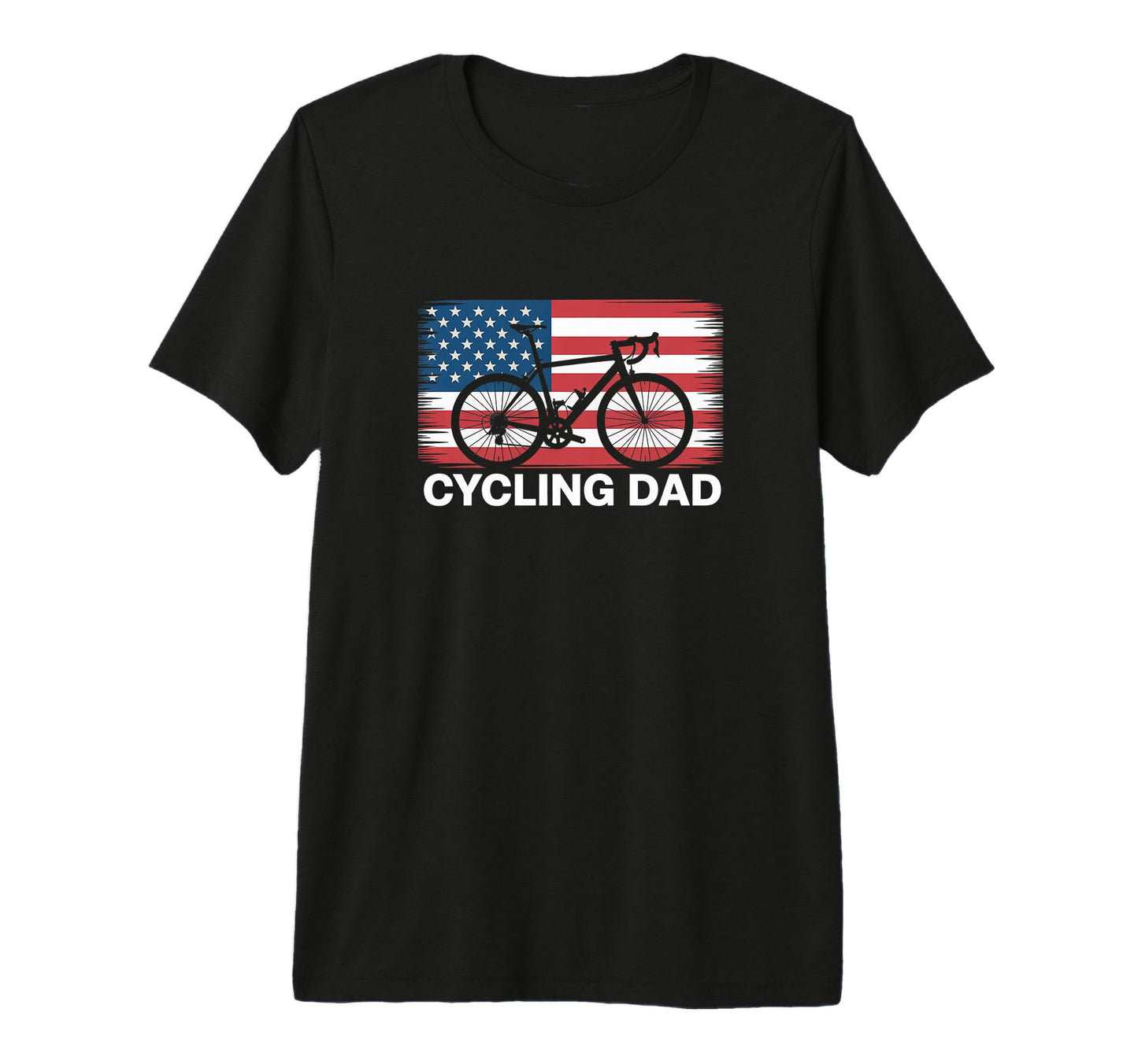 Cycling Dad American Flag Road Bike T-Shirt - Trendy Graphic for Adults - T-Shirt, Sweatshirt, Hoodie