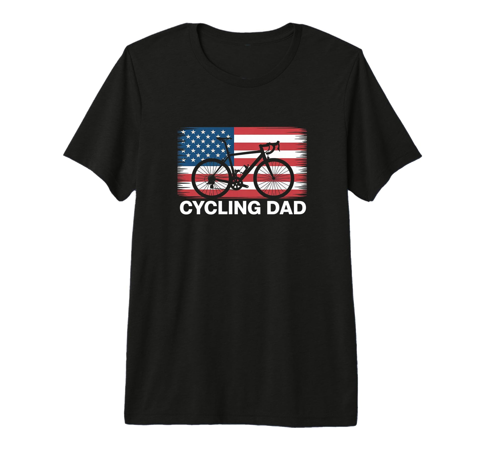 Cycling Dad American Flag Road Bike T-Shirt - Trendy Graphic for Adults - T-Shirt, Sweatshirt, Hoodie