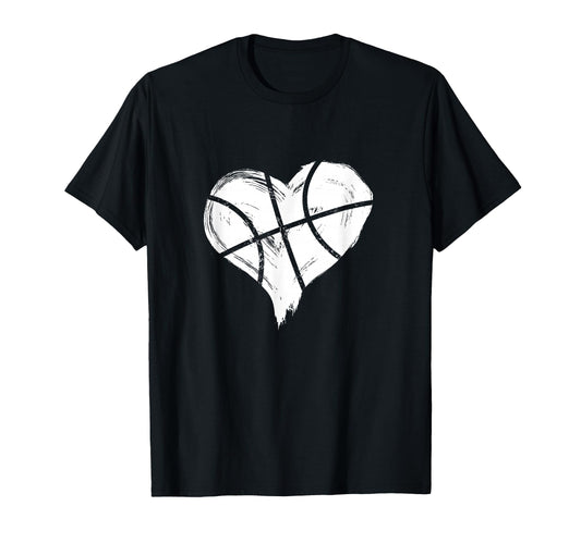 Basketball Heart Love Lover Sports Gift T-Shirt - Trendy Graphic for Adults - T-Shirt, Sweatshirt, Hoodie