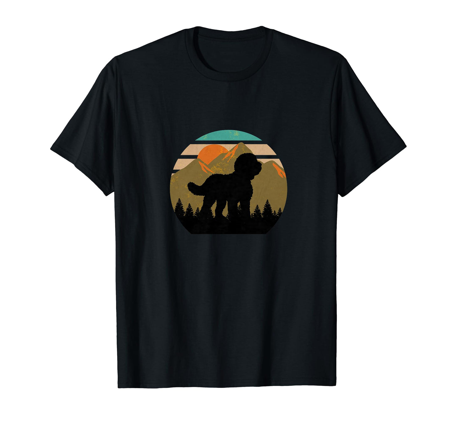Sheepadoodle Dog Mountains Distressed T-Shirt - Novelty Apparel for Adults - T-Shirt, Sweatshirt, Hoodie