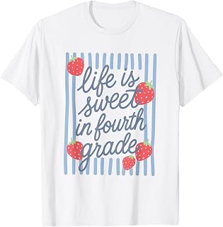 Striped Fourth Grade Strawberries Teacher Back to School T-Shirt Unisex T-shirt, Sweatshirt, Hoodie, Long Sleeve Tee - T-Shirt, Sweatshirt, Hoodie