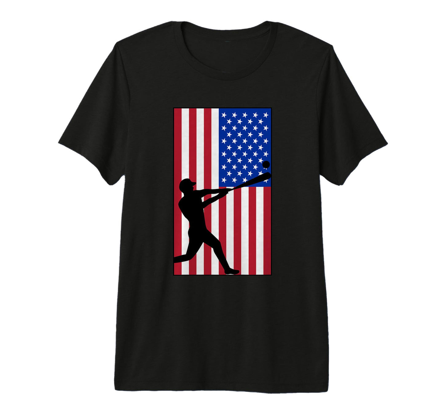 Baseball Player Usa Flag Sports Lover T-Shirt - Custom Art Print Unisex - T-Shirt, Sweatshirt, Hoodie