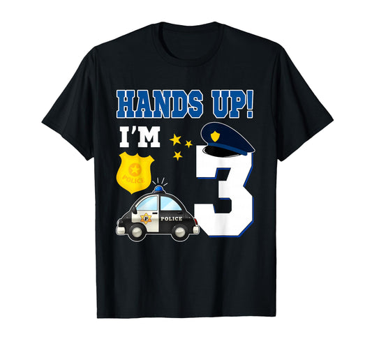 3Rd Birthday Policeman 3 Year Old T-Shirt - Custom Art Print Men Women - T-Shirt, Sweatshirt, Hoodie