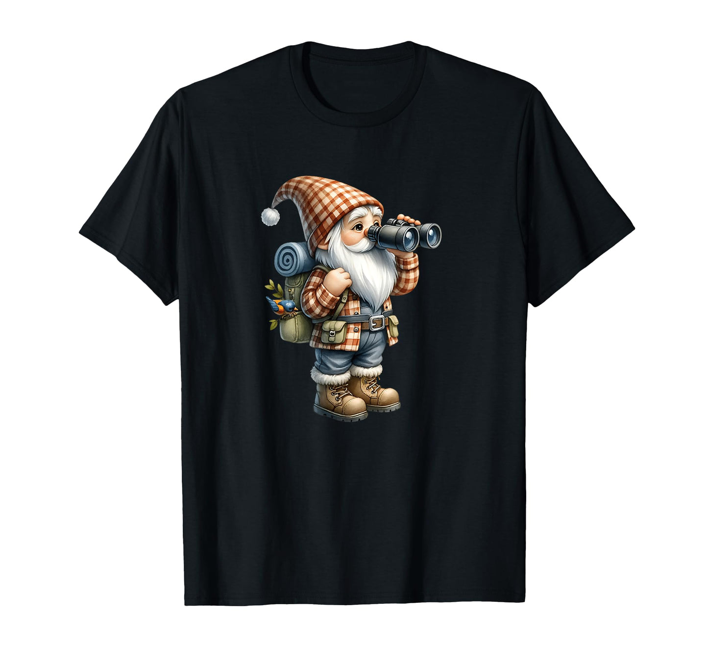 Hiker Gnome Dad Bird Watching T-Shirt - Custom Art Print Men Women - T-Shirt, Sweatshirt, Hoodie