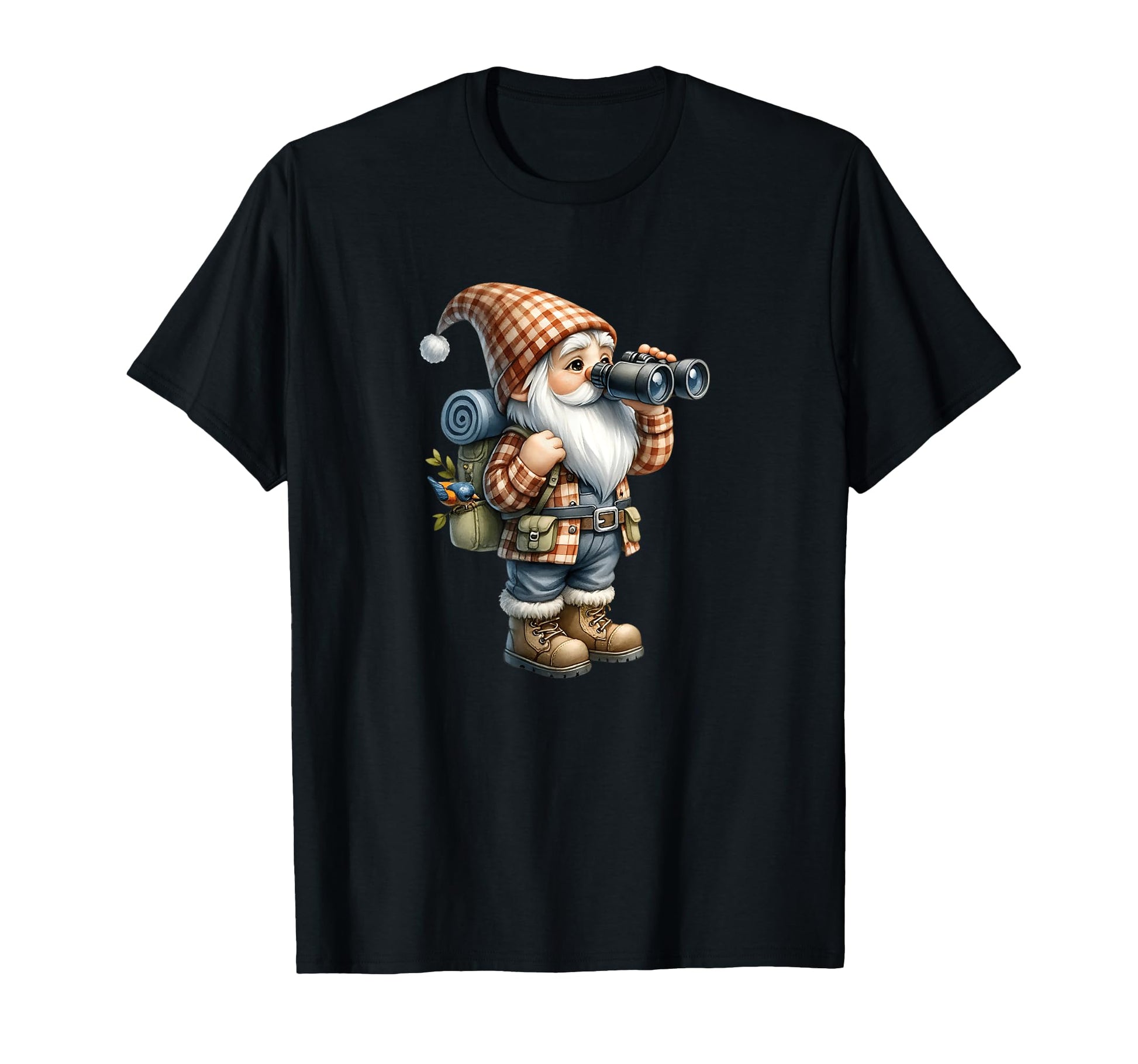 Hiker Gnome Dad Bird Watching T-Shirt - Custom Art Print Men Women - T-Shirt, Sweatshirt, Hoodie