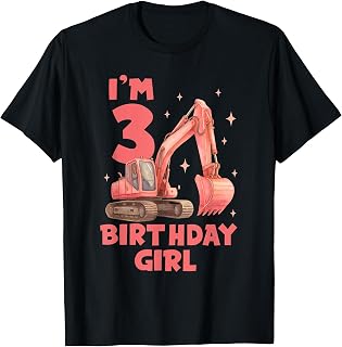 I'm 3 Birthday Girl Pink Excavator Construction 3rd Birthday T-Shirt Unisex T-shirt, Sweatshirt, Hoodie, Long Sleeve Tee - T-Shirt, Sweatshirt, Hoodie