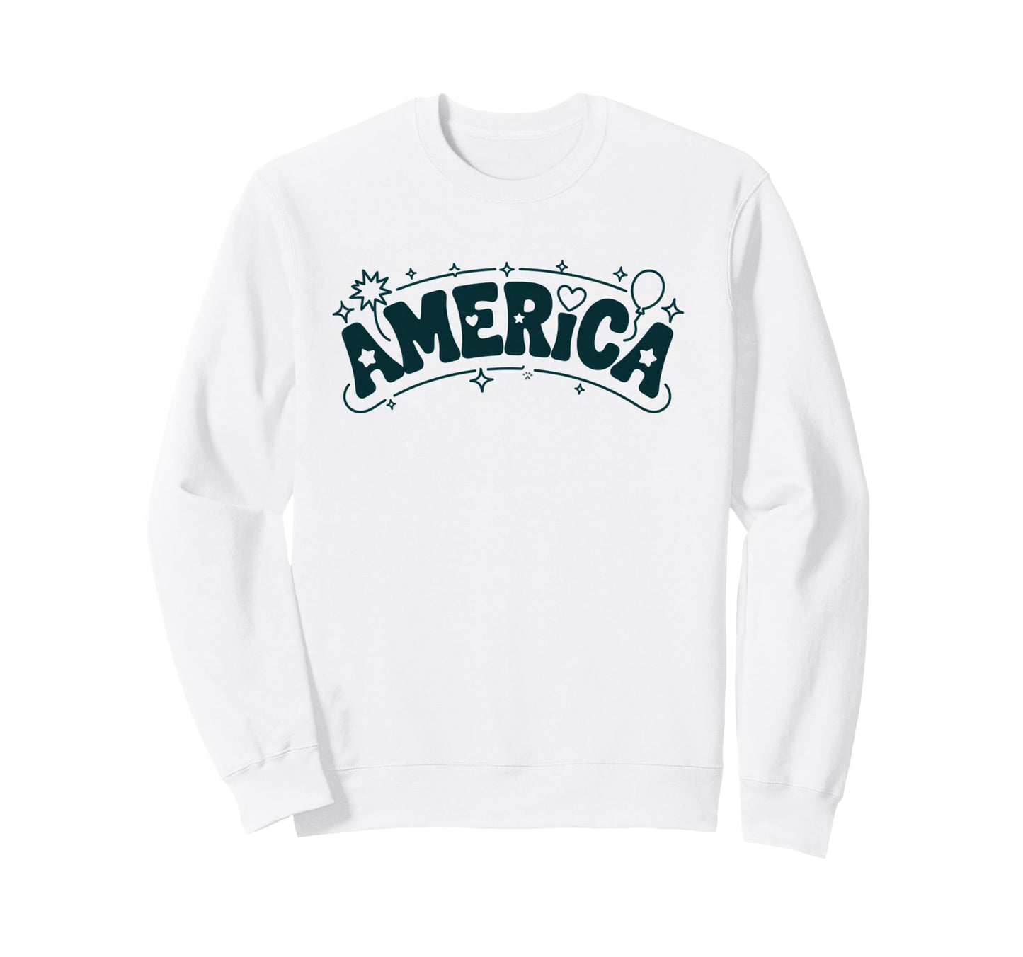 Kawaii Pop Arched America Sweatshirt - Casual Everyday Wear for Adults - T-Shirt, Sweatshirt, Hoodie