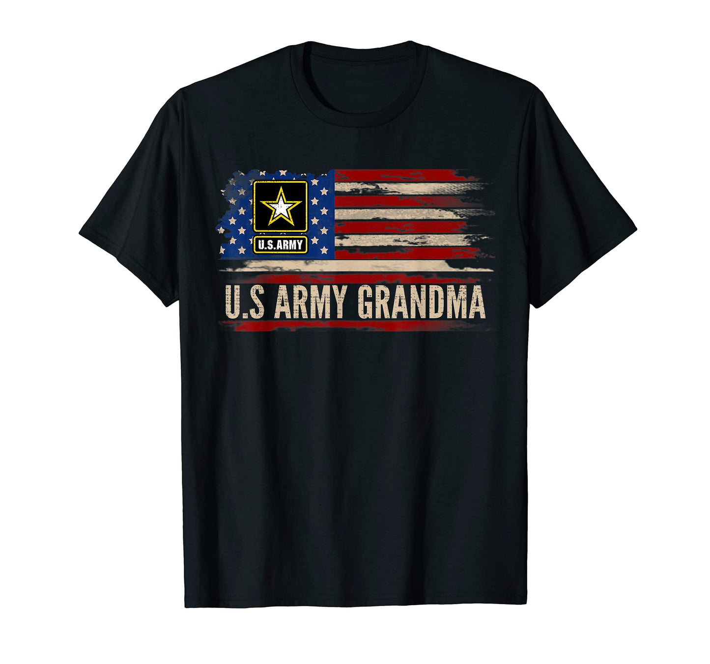 U S Army Grandma American Flag Veteran T-Shirt - Custom Art Print Unisex - T-Shirt, Sweatshirt, Hoodie