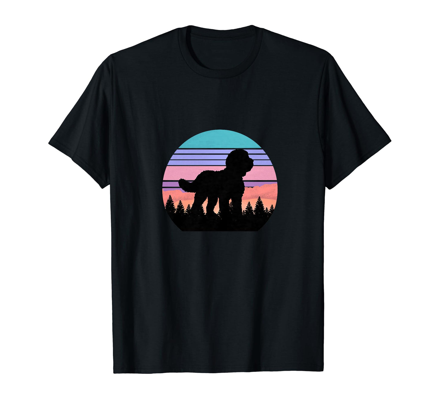 Sheepadoodle Dog Sunset Distressed Hiking T-Shirt - Trendy Graphic Unisex - T-Shirt, Sweatshirt, Hoodie