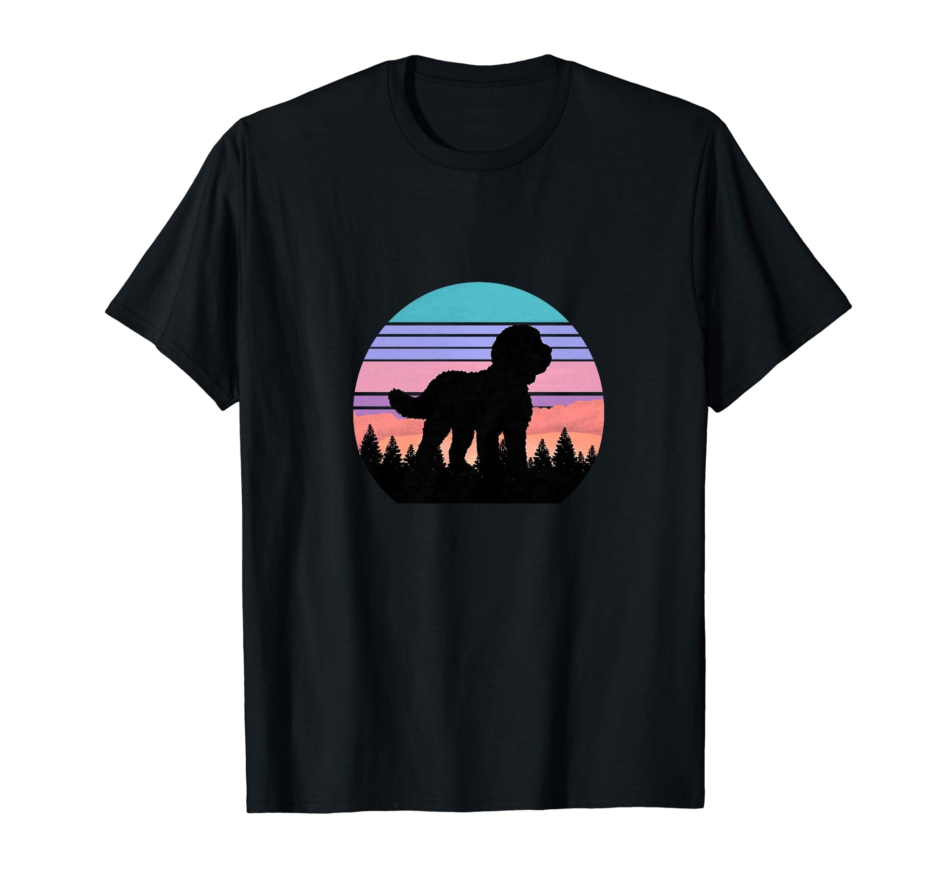 Sheepadoodle Dog Sunset Distressed Hiking T-Shirt - Trendy Graphic Unisex - T-Shirt, Sweatshirt, Hoodie