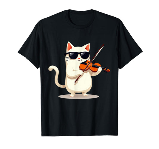 Cat Wearing Sunglasses Playing T-Shirt - Aesthetic Graphic for Adults - T-Shirt, Sweatshirt, Hoodie